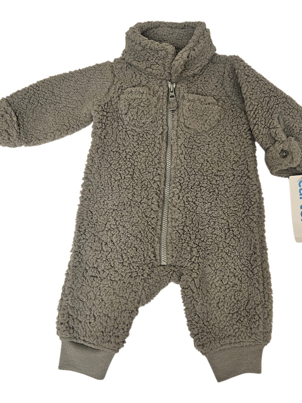 Cozy Gray Sherpa One-Piece Romper Carter's Grey Fleece Infant Boy Newborn